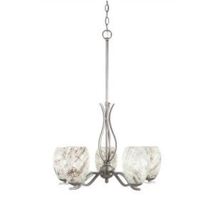 Toltec Revo 5 Lt Chandelier Aged Silver 5 Natural Fusion Glass 245-As-5054 - All