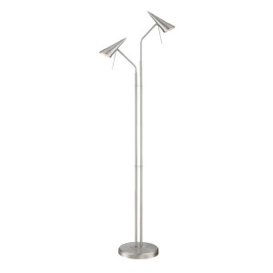 Lite Source Talbot 2 Light Floor Lamp Polished Steel Metal Shade Ls-82802 - All