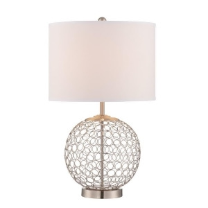 Lite Source Mabon 1 Light Table Lamp Polished Steel White Fabric Ls-22899 - All