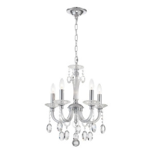 Lite Source Theophilia 5 Light Chandeliers Chrome Clear Crystals El-10145 - All