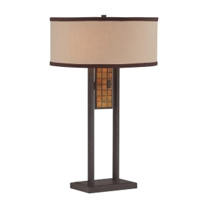 Lite Source Marquetta 2 Light Table Lamp Aged Bronze Mosaic Fabric Ls-22896 - All