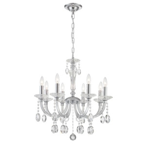 Lite Source Theophilia 8 Light Chandeliers Chrome Clear Crystals El-10146 - All