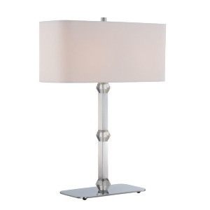 Lite Source Cairo 2 Light Table Lamp Chrome W.Crystal White Fabric Ls-22628 - All