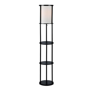 Lite Source Laina 1 Light Floor Lamp Black 3-Tier Shelf White Ls-82839blk - All