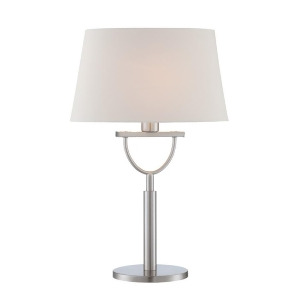 Lite Source Cargan 1 Light Table Lamp Satin Chrome White Fabric Ls-22730 - All