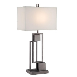Lite Source Volterra 1 Light Table Lamp Antique Silver Fabric Shade Ls-22564 - All
