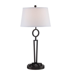 Lite Source Tiona 1 Light Table Lamp Dark Bronze White Fabric Shade Ls-22688 - All