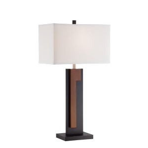 Lite Source Govert 1 Light Table Lamp Two Tone Dark Walnut Fabric Ls-22949 - All