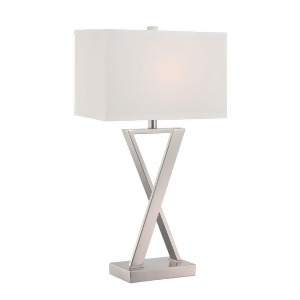 Lite Source Alexis 1 Light Table Lamp Chrome White Fabric Shade Ls-22571 - All