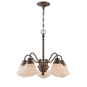 Lite Source Towne 5 Light Chandeliers Antique Copper Frost Glass Ls-18742 - All