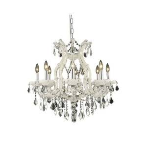 Elegant 2800 M Theresa 9-Lt 26 Royal Cut Chandelier White/Clear 2800D26wh-rc - All