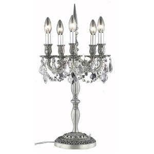Elegant 9205 Rosalia 5 Light 13' Crystal Table Lamp Pewter 9205Tl13pw-ss - All