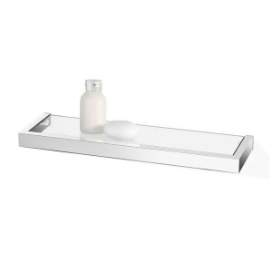 Zack Linea Bathroom Shelf 17.7 In High Gloss Clear Glass Depth 5.11 In Stainless Steel 40029 - All