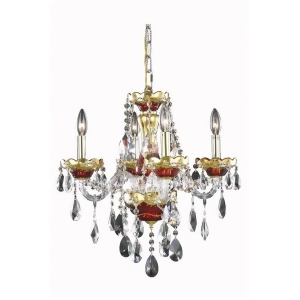 Elegant 7810 Alexandria 4-Lt 19 Spectra Chandelier Gold/Red/Clear-7810D19G-SA - All