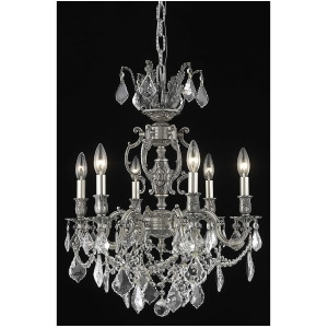 Elegant 9506 Marseille 6-Lt 20' Crystal Chandelier Pewter/Clear-9506D20PW-SS - All