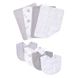 Trend Lab Gray and White Circles 8 Piece Bib and Burp Cloth Set 20873 - All