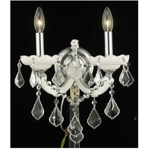 Elegant 2800 M Theresa 2 Light 12 Royal Cut Sconce White/Clear 2800W2wh-rc - All