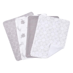 Trend Lab Gray and White Circles 4 Pack Burp Cloth Set 101117 - All