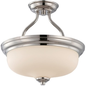 Nuvo Kirk 2 Light Semi Flush w/ Etched Opal Glass Polished Nickel 62-384 - All
