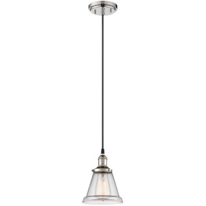 Nuvo Lighting Vintage 1 Light Pendant w/ Clear Glass Polished Nickel 60-5402 - All