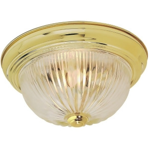 Nuvo 2 Light 11 Flush Mount Clear Ribbed Glass Polished Brass Sf76-091 - All