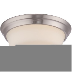 Nuvo Calvin 2 Light Flush Fixture w/ Satin White Glass Brushed Nickel 62-363 - All