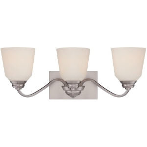 Nuvo Calvin 3 Light Vanity Fixture w/ Satin White Glass Brushed Nickel 62-368 - All