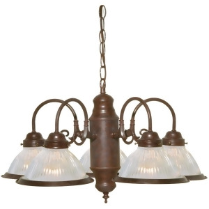 Nuvo 5 Light 22 Chandelier w/ Clear Ribbed Shades Old Bronze Sf76-445 - All