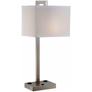 Lite Source Contento 1 Lt Table Lamp Pol. Steel White Shade Ls-22283 - All