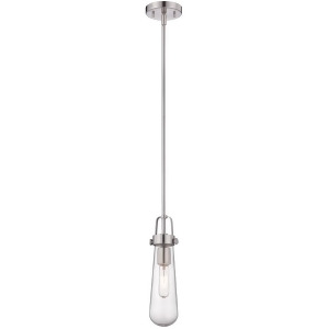 Nuvo Beaker 1 Light Mini Pendant w/ Clear Glass Brushed Nickel 60-5262 - All