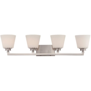 Nuvo Mobili 4 Light Vanity Fixture w/ White Glass Brushed Nickel 60-5454 - All