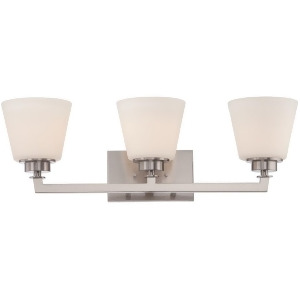 Nuvo Mobili 3 Light Vanity Fixture w/ White Glass Brushed Nickel 60-5453 - All