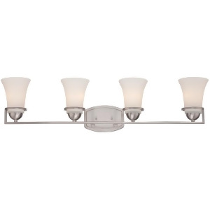 Nuvo Nevel 4 Light Vanity Fixture w/ Satin White Glass Brushed Nickel 60-5484 - All