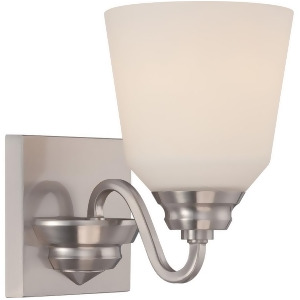 Nuvo Calvin 1 Light Vanity Fixture w/ Satin White Glass Brushed Nickel 62-366 - All