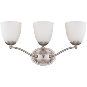 Nuvo Patton 3 Light Vanity Fixture w/ Frosted Glass Brushed Nickel 60-5033 - All
