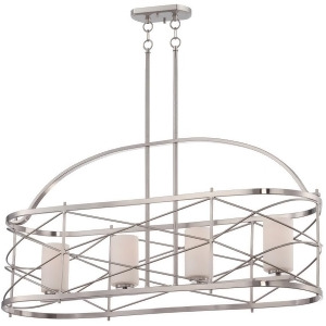 Nuvo Ginger 4 Light Island Pendant w/ Opal Glass Brushed Nickel 60-5334 - All