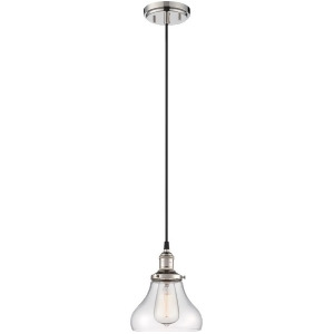 Nuvo Lighting Vintage 1 Light Pendant w/ Clear Glass Polished Nickel 60-5403 - All