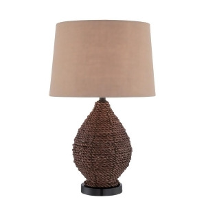 Lite Source Pouria 1 Light Table Lamp D. Brown Rattan Tan Linen Ls-22750 - All