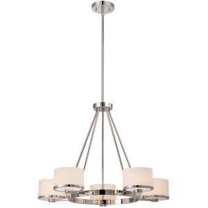 Nuvo Celine 5 Light Chandelier w/ Etched Opal Glass Polished Nickel 60-5475 - All