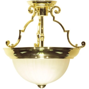 Nuvo 2 Light 13 Semi-Flush Frosted Melon Glass Polished Brass Sf76-434 - All