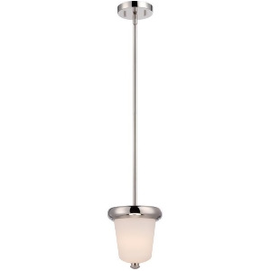 Nuvo Dylan 1 Light Mini Pendant w/ Etched Opal Glass Polished Nickel 62-402 - All