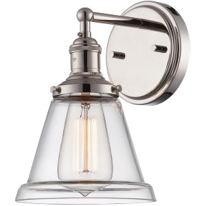Nuvo Lighting Vintage 1 Light Sconce with Clear Glass Polished Nickel 60-5412 - All
