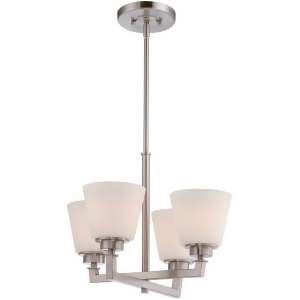Nuvo Mobili 4 Light Chandelier w/ Satin White Glass Brushed Nickel 60-5458 - All