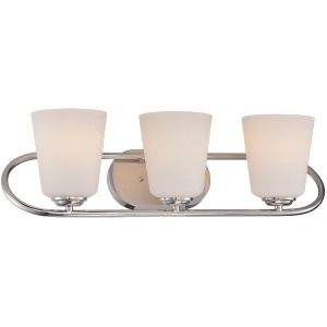 Nuvo Dylan 3 Light Vanity Fixture w/ Satin White Glass Polished Nickel 62-408 - All