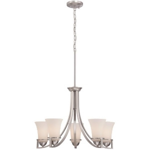Nuvo Nevel 5 Light Chandelier w/ Satin White Glass Brushed Nickel 60-5485 - All