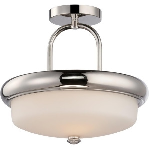 Nuvo Dylan 2 Light Semi Flush w/ Etched Opal Glass Polished Nickel 62-404 - All
