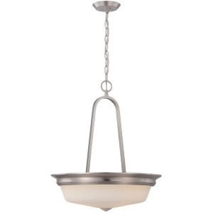 Nuvo Calvin 3 Light Pendant w/ Satin White Glass Brushed Nickel 62-365 - All