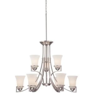 Nuvo Nevel 9 Light 2 Tier Chandelier w/ White Glass Brushed Nickel 60-5489 - All