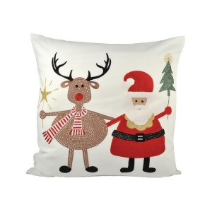 Pomeroy Santa And Friends 20 x 20 Pillow Snow Coco Ribbon Red 904417 - All