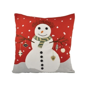 Pomeroy Snowman 20 x 20 Pillow Ribbon Red Snow 904424 - All